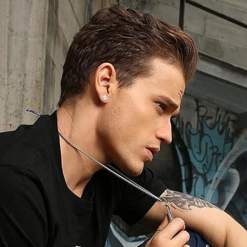 Brilliant Cut 18K White Gold Plated Cubic Zirconia Men Women Solitaire Earrings